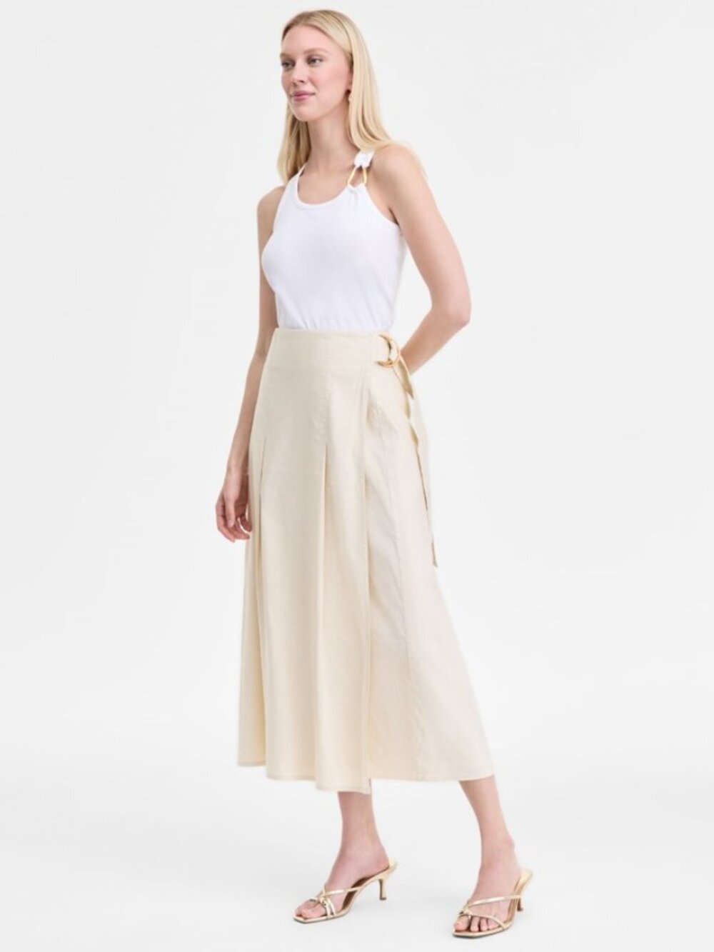 INC International Concepts Maxi Wraparound Skirt SZ XL Linen/Rayon/Spandex - Picture 4 of 10